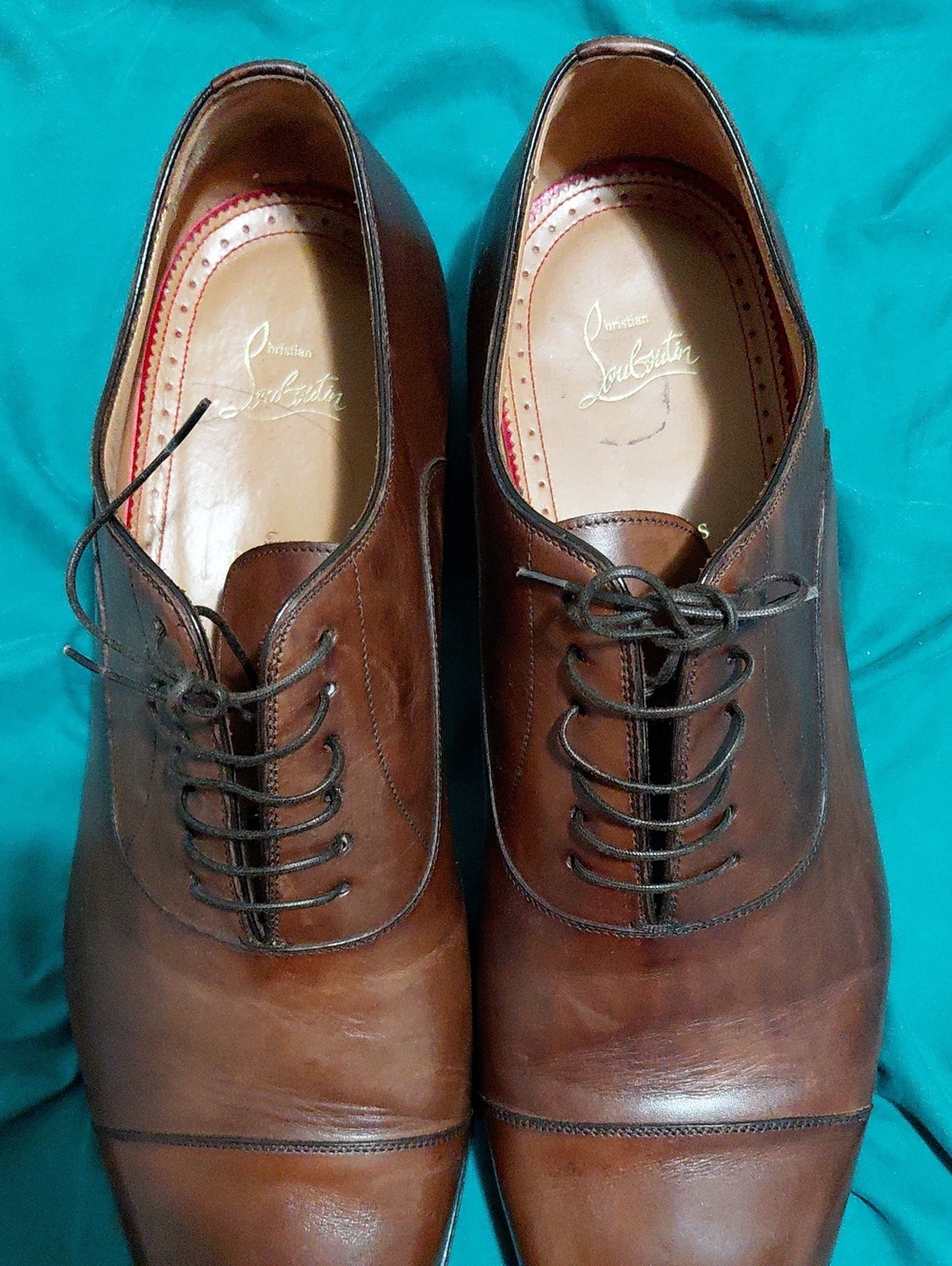 Christian Louboutin Brown Leather Cap-Toe Oxfords